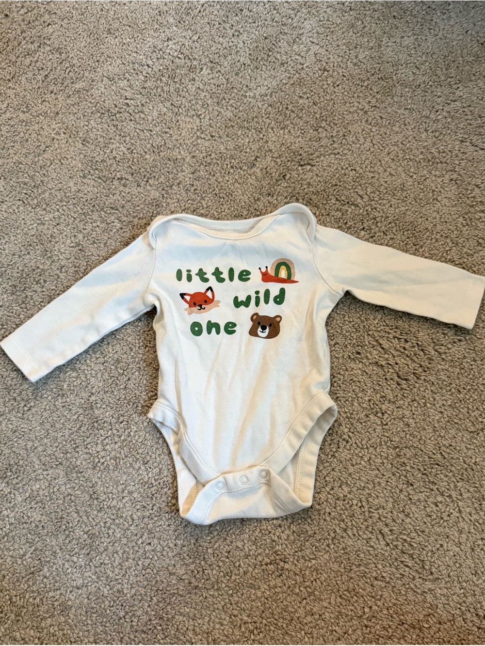 Old Navy White Long-Sleeve Bodysuit with Fox & Bear Graphics